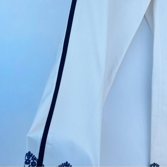 Tory Burch white trouser pants printed ankle details Sz 0 - Picture 4 of 7
